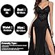 Qcpuuu Nachthemd Damen Sexy, V-Ausschnitt Unterwäsche Corsage, Sexy Dessous Damen, Longe Nachtwäsche Seitlich Geschlitztes Negligee mit G-String,XL