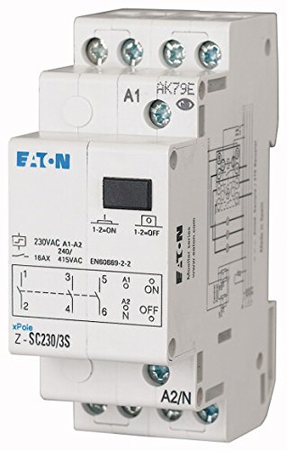 Eaton 265327 Stromstossschalter, Zentralsteuerung, 230AC, 2S+1Ö, 16A, 50/60Hz, 2TE