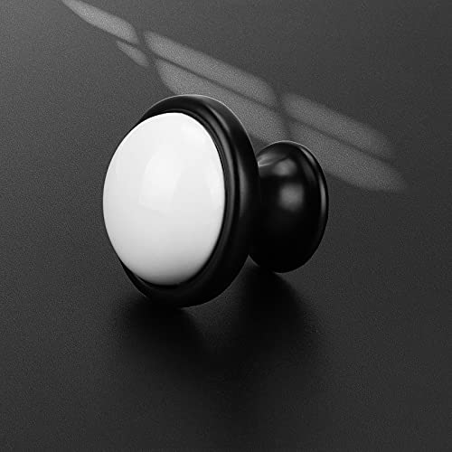 Fashion Furniture Direct 25 Pack Vintage Ceramic Drawer Knobs,Black And White Round Cabinet Knobs And Pulls,Black Knobs For Dresser Drawers,Round Kitchen Knobs,1.5 Inch Diameter Bedroom Knobs #TOP1