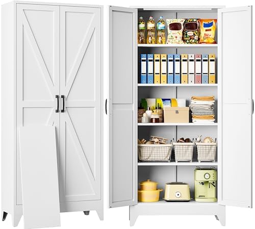 SISESOL 75" Tall Pantry Cabinet,Farmhouse Kitchen Pantry Storage ...