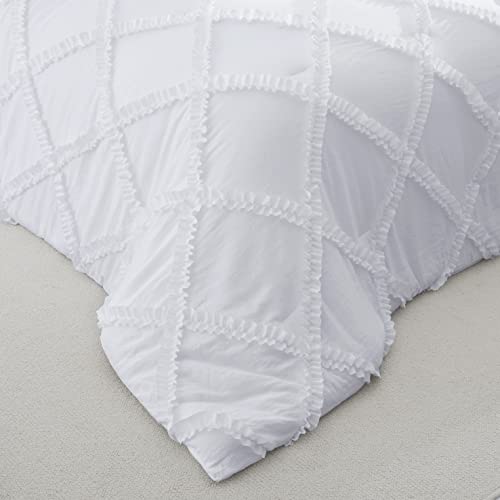 Comforter Set Queen Size Bedding – 3 Piece Farmhouse Bedding Set Cover Ruffle & Lightweight Comforter And Pillow Case Vintage Bedding For Bedroom As Home Bed Set Boho Chic Comforter For Luxury Comfort #TOP3