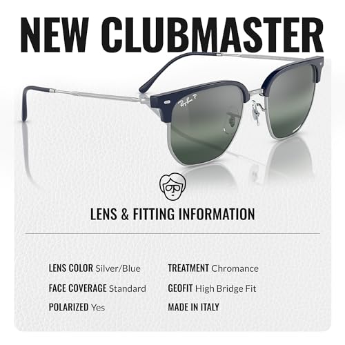 Image of Ray-Ban RB4416 NEW CLUBMASTER Square-Round Shaped Sunglasses for Men & Women with Official RAYBAN Eyewear Kit