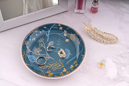 Goporcelain Jewelry Ring Dish Tray Boho Ceramic Decorative Trinket Dish Organizer For Rings Earrings Necklaces Bracelet Watch Keys Plate Small Round Ring Holder Gift For Women Engagement #TOP2