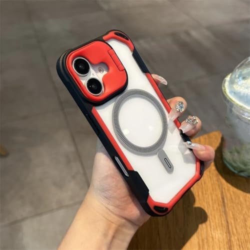 Coque iPhone 16 antichoc rouge transparente pour charge sans fil