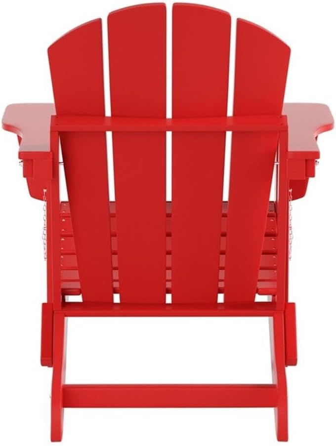 Costaelm Outdoor Folding Chair, Outdoor Seating Folding Firepit Chairs, All Weather Poly Adirondack Chair for Deck Backyard Garden Lawn Pool Patio, Red