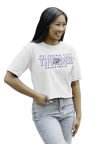 Oklahoma City Thunder NBA Officially Licensed Women's Cropped T-Shirt White, Large