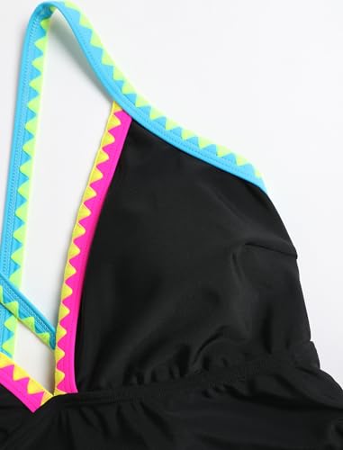 Image of ZAFUL Womens Tankini Swimsuits V Neck Push Up Swim Top Color Block Tummy Control High Waisted Bathing Suits Swim Bottom