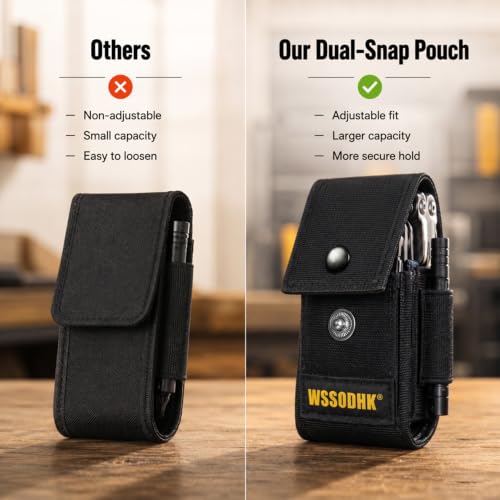 Image of Heavy Duty Nylon Multitool Sheath, Tactical Belt Holster for 4 inch-4.5 inch | Compatible with Leatherman Wave Plus, Surge, Charge, Signal pliers, pouch case organizer, storage pocket, black.