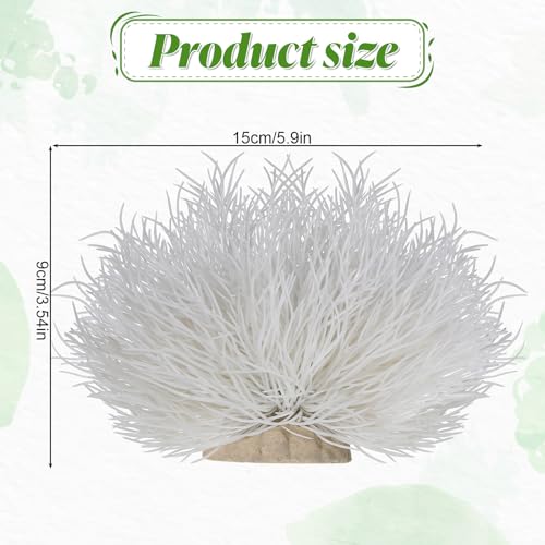 Image of 2pcs Aquarium Plants Decorations Artificial Fish Tank Plants Fish Tank Decorations Plastic Fishes Tanks Accessories Small Large Aquarium Decoration Plastic Artificial Plant(White)
