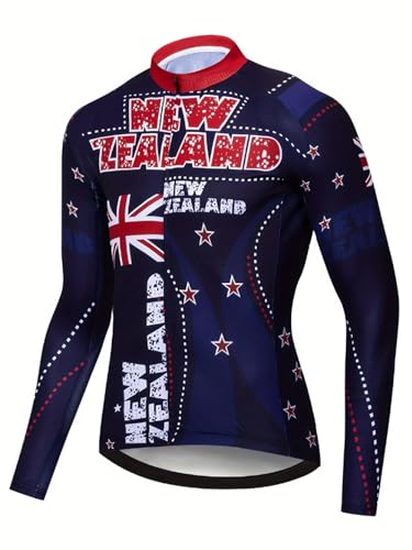 YIBIMOTTO Maillot de ciclismo para hombre, manga larga, ajustado, camiseta de ciclismo de secado rápido con bolsillo, Bqxf-0147, L