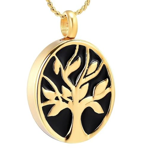 BIAIHQIE Urna Conmemorativa de Acero Inoxidable con Forma de árbol de la Vida para Cenizas de Mascotas o Humanos, para Hombre y Mujer, Color Dorado