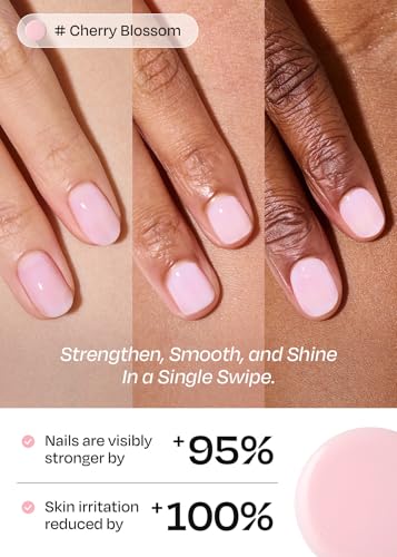 Image of ohora Natural Glow Milk Syrup Nail Strengthener (Cherry Blossom) - Tinted Nail Hardener for Brittle, Damaged Nails, Quick-Dry Glossy Finish, Nail Repair & Growth, 15 mL
