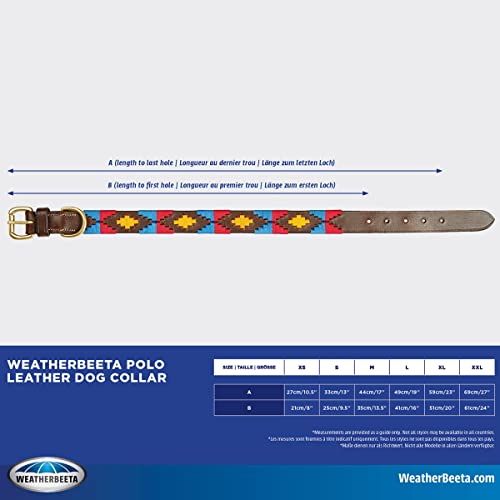 WeatherBeeta Polo Leather Dog Collar, Beaufort Brown/Pink/Blue, Small - Image 2