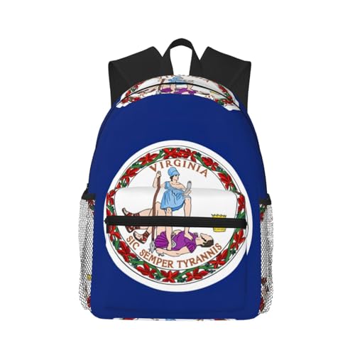 Sac à dos motif drapeau de la Virginie noir léger et pratique taille unique pour adulte