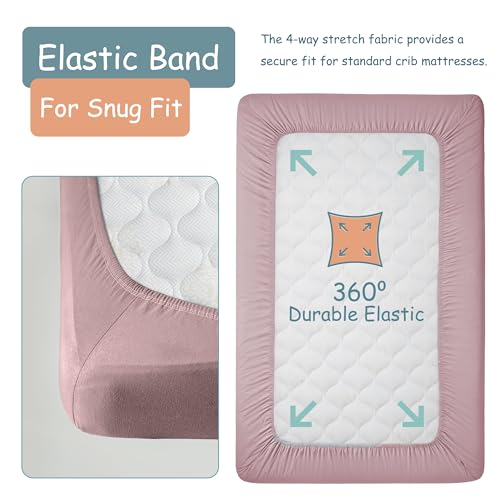 Image of Baby Girl Crib Sheets - 2 Pack Fitted Bedding Essentials, Super Soft Stretch Knit for Crib & Portable Mattress - Butterfly & Lilac