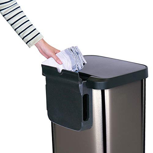 Image of Glad Stainless Steel Step Trash Can with Clorox Odor Protection | Large Metal Kitchen Garbage Bin with Soft Close Lid, Foot Pedal and Waste Bag Roll Holder, 13 Gallon, Pewter