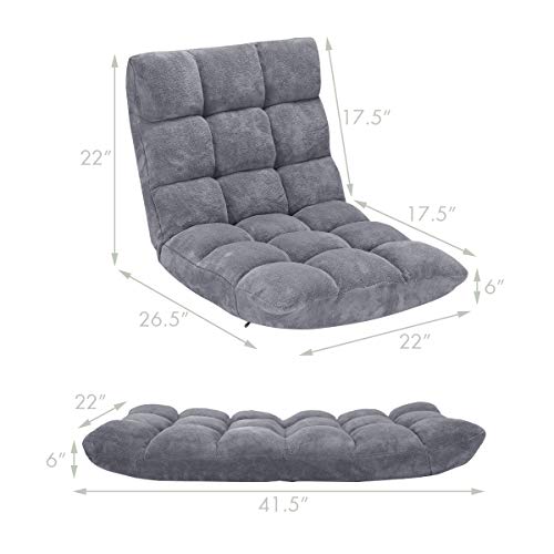 Bestcomfort Adjustable 14-Position Memory Foam Floor Chair, Folding Gaming Sofa Chair With Back Support, Chaise Lounge Sleeper Bed Couch Recliner For Reading Gaming Meditating, Fully Assembled (Grey) #TOP2