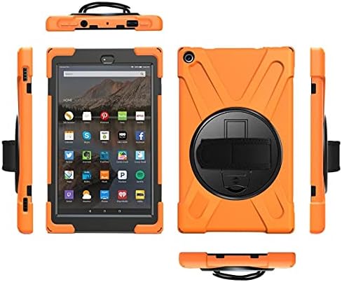 Tablet - Tablets & e-Books Case - 360 Rotation Hand Strap Kid Shockproof Funda for Kindle Fire HD8 HD 8 Plus 2020 Protective Cover For Fire HD 7 10 2017 2019 Case (Orange Fire HD8 2017 2018)