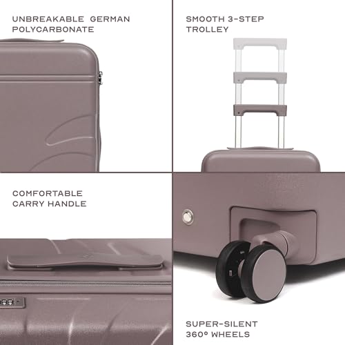 Image of Assembly Large Check-in Suitcase with Expandable Design & TSA Lock, Spacious + Expandable Polycarbonate Hard Shell Luggage for Long Holidays with up to 8L Extra Space, Brown, 28-Inch