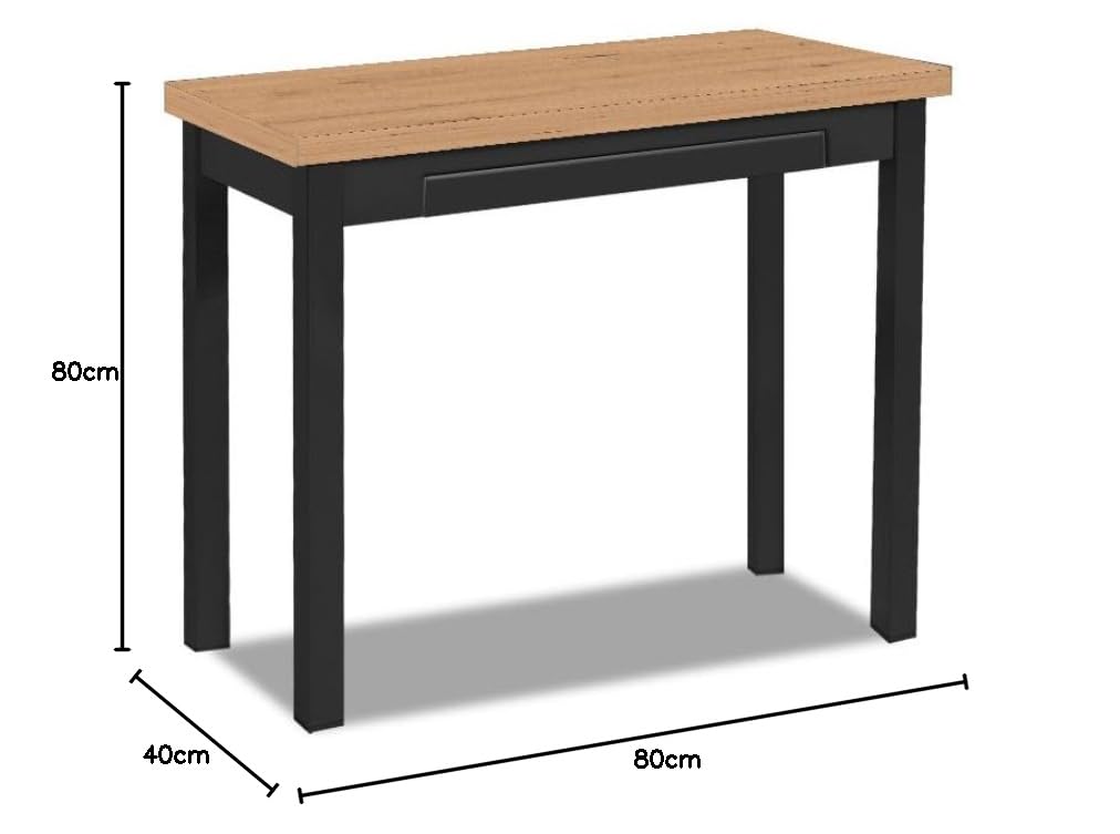 ASTIMESA Tavolo da Cucina a Libro, amazzone, 80 x 40 cm a 80 x 80 cm