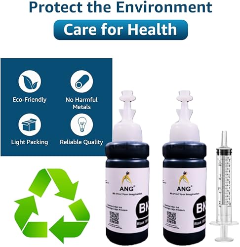 Image of ANG Refill Ink Kit for Canon PG-47 Ink Cartridge - 2 Black Ink Bottles with Suction Tools - Compatible with Canon E400, E410, E460, E470, E480, E477, E3170, E3370, E4270 Printers