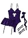 Lilosy Sexy Stocking Rhinestones Heart Garter Underwire Floral Mesh lace Sheer Babydoll Lingerie Teddy Bodysuit Skirt Set Women 2 3 Piece Push Up See Through Dark Purple Medium