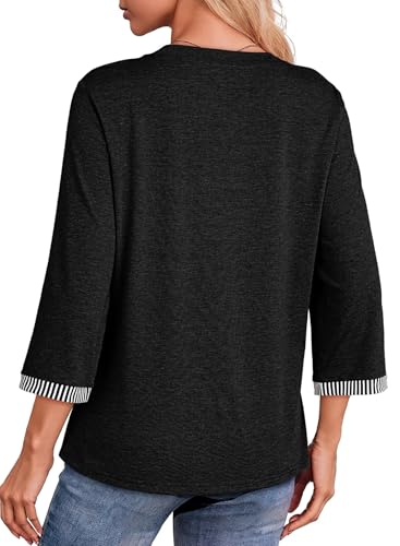 Dokotoo Women's Shirts Lightweight 2025 Summer Fall Fashion 3/4 Length Sleeve T Shirts Casual Tops Basic Blouses4