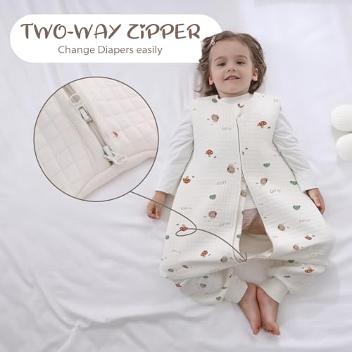 Image of Miracle Baby Sleep Sack with Feet, 1.0 TOG Sleeveless Sleeping Sack with Legs, Breathable Cotton Sleeping Bag for Toddlers