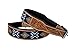 Affilare Leather Dog Collar Western Style Heavy Duty Hand Tooled Adjustable Beaded and Padded Soft for Puppies and Big Dogs 10AB014, Teal Black Silver Brown, Medium (Middle Notch at 19')