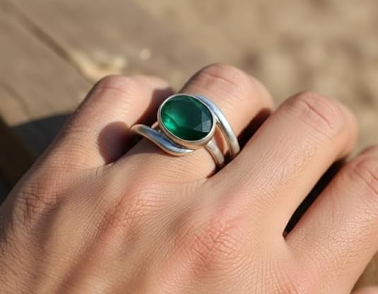 Image of 55Carat Choose Your Color Natural Gemstone Silver Statement Rings for Gift Corssover Style Size 5 to 12