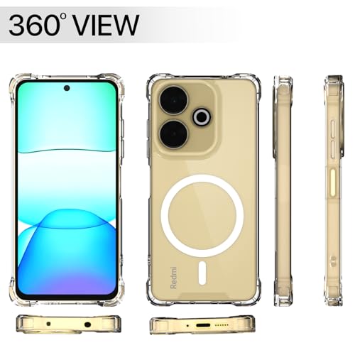 Image of Pikkme Back Cover for Redmi 13 5G / Poco M6 Plus 5G Mag-Safe Shockproof PC + TPU | Protective Case Magnetic Support | Bumper Case (Transparent Mag-Safe)