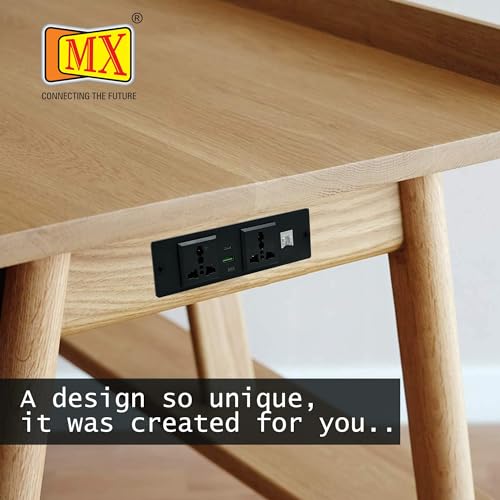 Image of MX Premium Power Console 16 Amp 6 Universal Sockets with 2 USB Charging Port Extension Board - with Removable Desk Clamp Power Strip Master Switch (Desktop Socket - 2AC + USB-A /C + CAT6 (Black))