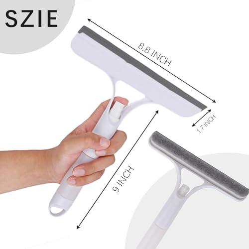 Image of Generic Shower Squeegee for Shower Glass Door, Spray Water and Wipe 2 in 1, Bathroom Cleaner Tool Household Window, Kitchen tabletop, Mirror Squeegee, Tile Wall, Car Windows (10 Inches-White)