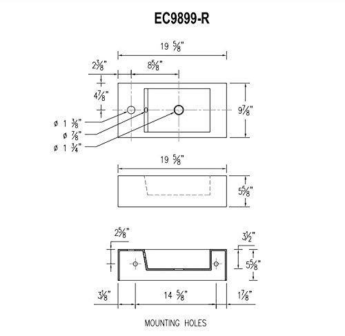 Elanti Collection Ec9899-R Sink, White #TOP6