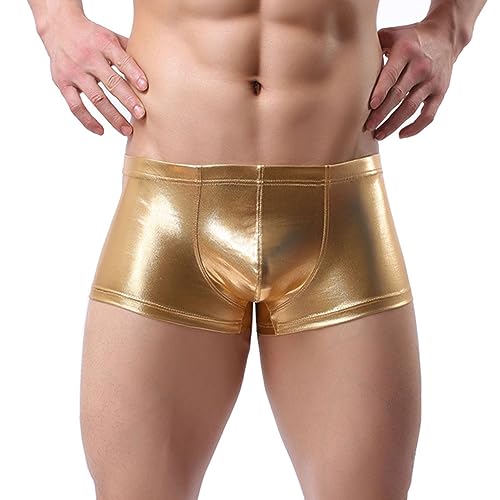 Men Boxer PU Leather Underwear Shiny Liquid Metallic Bikini Briefs Stretch Swim Trunks Pouch Pants Stage Clubwear2
