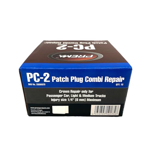 Image of PREMA PC-2 Combi 1 /4 inch Tire Repair Units w /Wire Lead- Tire Patch and Plug Combination Unit for Permanent Flat Tire Repair. Box of 15 Units. Use in Automotive, Truck, Agricultural Farm Tire Repair