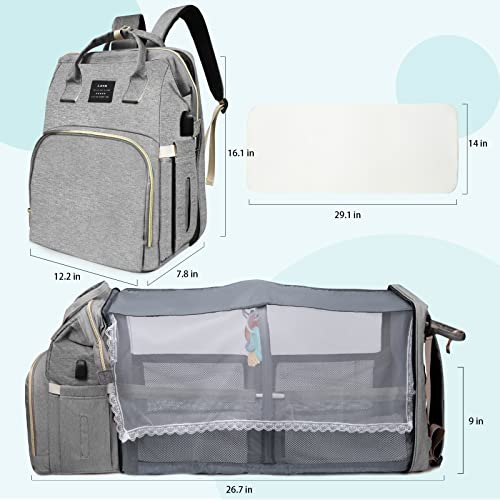 Fandiar Diaper Bag With Changing Station, Diaper Bags For Baby Girl Boy Multi-Function Travel Portable Bassinet Backpack Mommy Bag, Large Capacity, Water Resistant And Stylish #TOP1