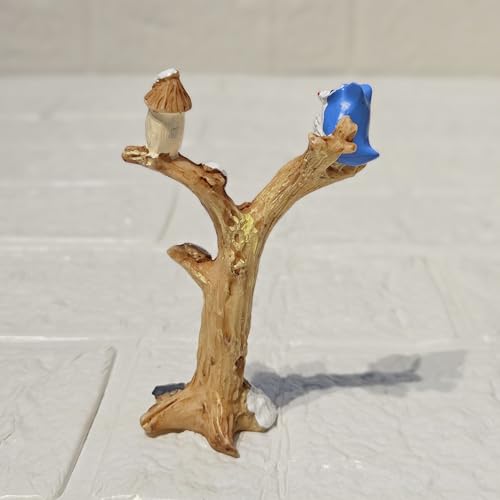 Image of Cute Miniature Owl on Tree Figurine for Mini Garden Decor | Fairy Garden, Terrarium & Dollhouse Accessory | Resin Owl Showpiece for Home Decor & Gifting