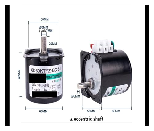 Moteur synchrone 220V 14W arbre excentrique avec support de fixation - 4