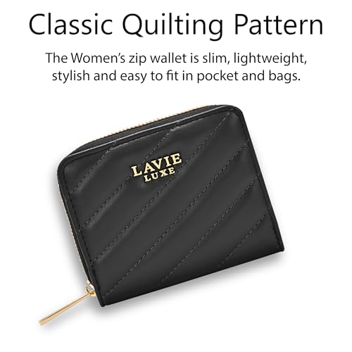 Image of Lavie Luxe Women's Diagonal Flap 25 Quilted Small Zip Wallet | Gift for Women