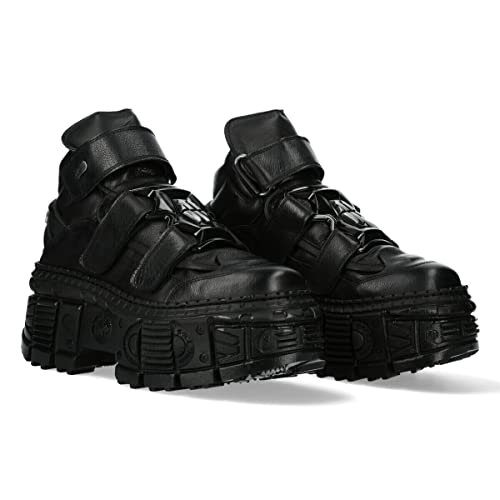 New Rock WALL285-S2 Mens Black Leather Platform Goth Boots2