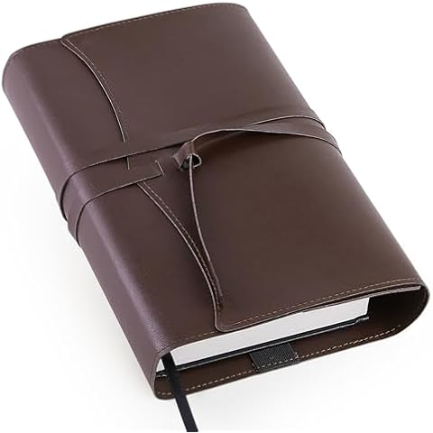Book Covers for Paperbacks, PU Leather Bible Book Cover for Men and Women, Book Cover for Book Lovers, Book Protector for Bibles Book Accessories, Deep Brown Cover