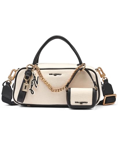 KARL LAGERFELD Paris Women's Zaylia Crossbody Bag, Natural/Black, One Size