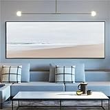 holeiluck dipinti ad olio astratti di grandi dimensioni vista sul mare onde della spiaggia dipinto su tela modern home living room decorazione wall art 90x170cm/35x67in with-black-frame