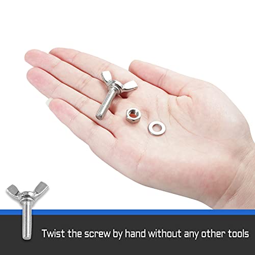 LEONTOOL 12 Pcs Butterfly Thumb Screws with Wing Knob M6x25mm Thumb Screws 304 Stainless Steel Screws Nuts and Washers Butterfly Bolts and Nuts - Image 4