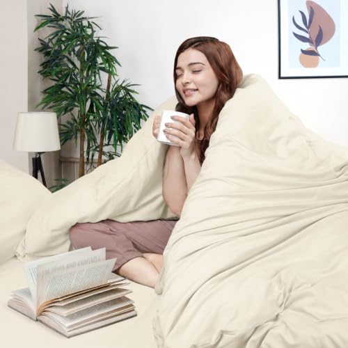 Image of Utopia Bedding Duvet Cover Full Size - 3 Piece with Zipper Closure - 1 Comforter Cover 80X90 Inches & 2 Pillow Shams 20X26 Inches (Ivory) Comforter Not Included