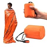 YUTOU Notfall Überleben Schlafsack, Ultraleicht Hitzeabweisend Kälteschutz Rettungszelt, Wasserdicht Notfalldecke, Survival Biwaksack, mit Überlebenspfeife und Kletterschnalle für Outdoor