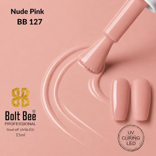Image of BOLT BEE 15ML Gel Nail Polish 1Pc Clear Pink Glitter Nail Polish Soak Off UV LED Nail Gel Polish Nail Art Starter Manicure Salon DIY at Home, 0.5 OZ (1) (127)