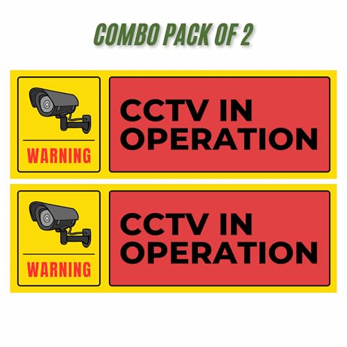 Image of CCTV Monitoring Sign Sticker Board | 20.5 x 7 CM | Pack of 2 | Peel & Stick with Corner Holes | Security Warning Sign for Home, Office, Shop & Warehouse (CCTV Monitoring, Small - 20.5 X 7 CM)