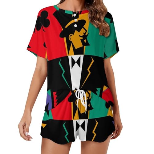Ensemble de pyjama pour femme court sleepwear Gentleman Au Poker